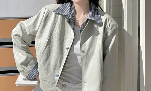 假两件拼接工装短外套女春2025新款学院风设计感小众流行上衣爆款 - Image 4