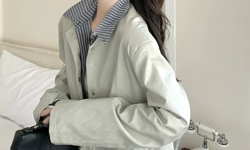 假两件拼接工装短外套女春2025新款学院风设计感小众流行上衣爆款 - Image 5