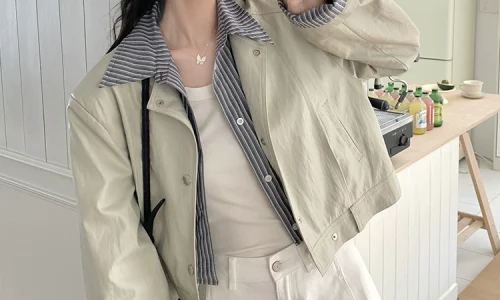 假两件拼接工装短外套女春2025新款学院风设计感小众流行上衣爆款 - Image 3