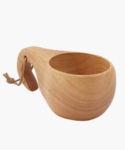 Nordic Style Handcrafted Wooden Camping Cup with Handle for coffee Milk Portable Drinkware