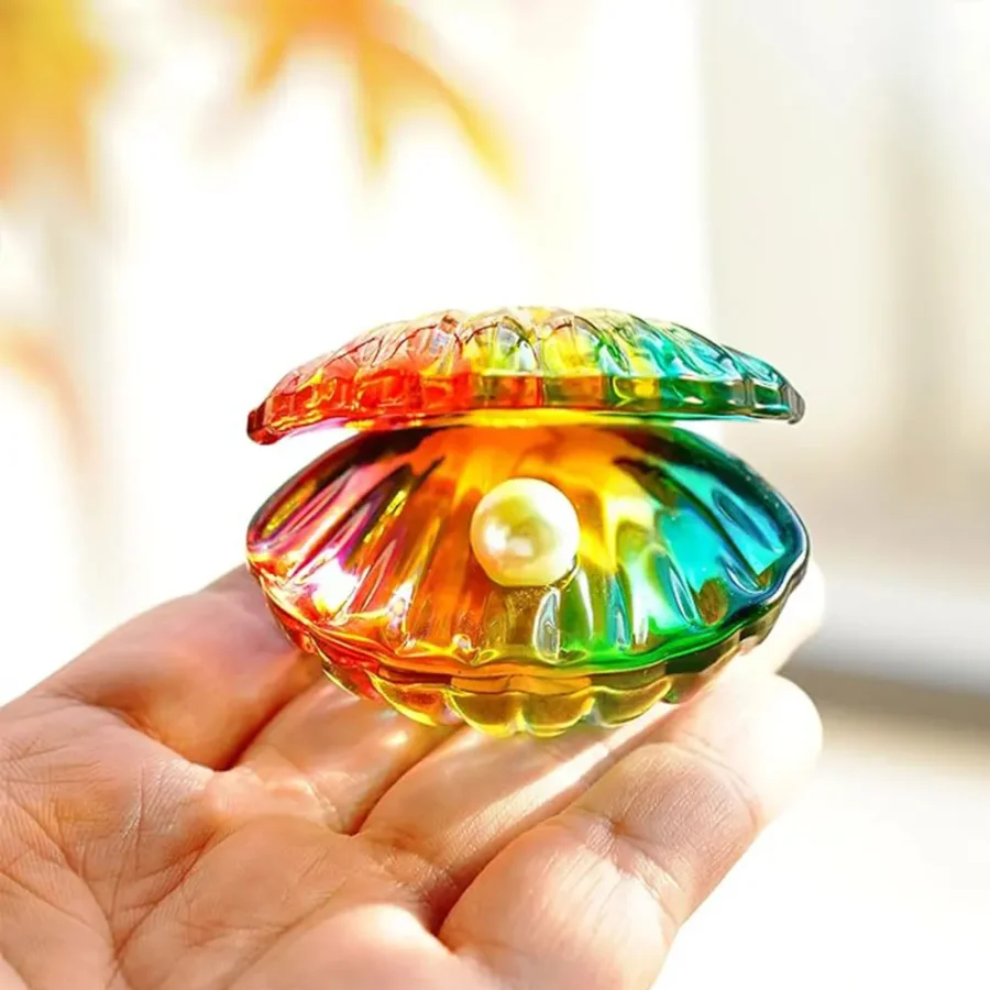 1 pc Crystal Seashell Figurine with Pearl Decoration Crystal Seashell Gift for Women Mother Glass Seashell Figurine Collectible - Image 2
