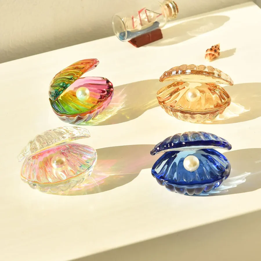 1 pc Crystal Seashell Figurine with Pearl Decoration Crystal Seashell Gift for Women Mother Glass Seashell Figurine Collectible - Image 6