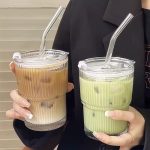 1pc Outdoor Glass Cup Mini Water Bottles Student Water Bottles Portable Water Cup Drinking Cup With Bamboo Cover photo review