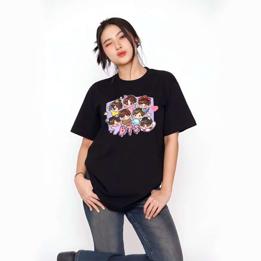 Áo Phông BTS Chibi Dễ Thương, Áo Thun Cotton 100% Mềm Mại - Image 7