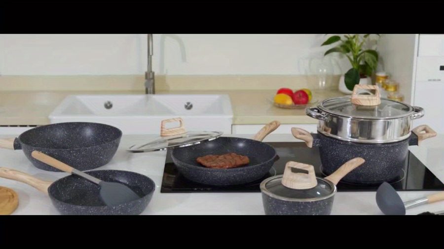 12/5 POTS And Pans Set, Non-stick Cookware Set, Induction Cookware Non-stick Granite Cooking Set, Including Frying Pan, Pan, Steamer, Silicone Spatula And Tongs, Father'S Day Gifts - Image 10