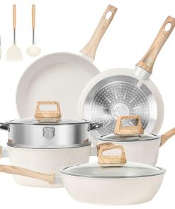 12/5 POTS And Pans Set, Non-stick Cookware Set, Induction Cookware Non-stick Granite Cooking Set, Including Frying Pan, Pan, Steamer, Silicone Spatula And Tongs, Father'S Day Gifts