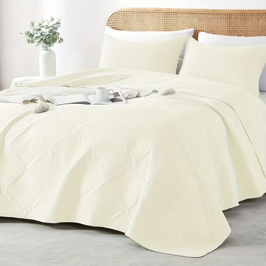 3pcs Quilt Set Bedspreads - Soft Cool & Refreshing Summer Quilt Lightweight Microfiber Bedspread - Modern Style Coin Pattern Coverlet For All Seasons - Gifts For The Family (1 Quilt, 1 Or 2 Pillow Shams) - Image 36