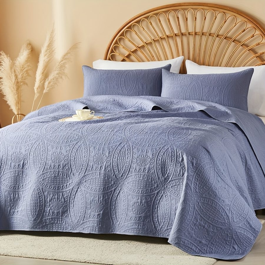 3pcs Quilt Set Bedspreads - Soft Cool & Refreshing Summer Quilt Lightweight Microfiber Bedspread - Modern Style Coin Pattern Coverlet For All Seasons - Gifts For The Family (1 Quilt, 1 Or 2 Pillow Shams) - Image 16