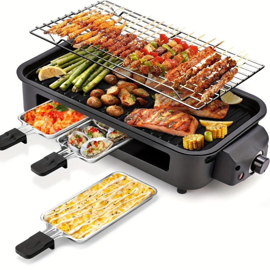 [Smokeless Electric Grill] Smokeless Electric Grill | Indoor Grill with Removable Non-Stick Plate, 1500W, Portable BBQ Grill, Electric Griddle, Dishwasher Safe, Hot Pot - Perfect Gift for Christmas, Kitchen Must Haves, Best Quality Items, Gifts, Gift Ideas, Cooking - Image 7