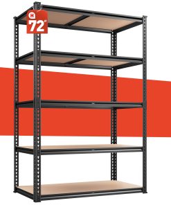 2000LBS Garage Shelving Storage Shelves Heavy Duty Shelving 5 Tier Metal Shelving Units For Garage Shelves 72"H X35.5"W X 15.8"D, Adjustable Metal Shelving Unit For Garage Shelves Utility Rack Shelf For Basement Pantry Closet Shelves, Black, Utility Shelves