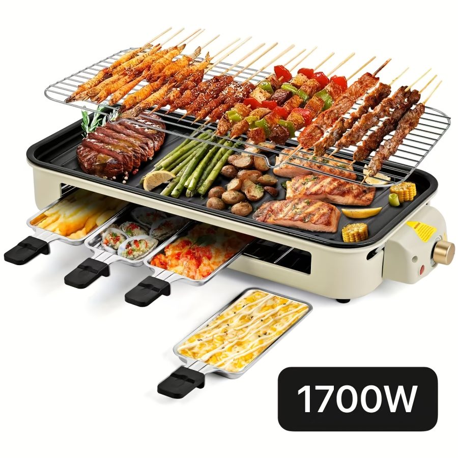 [Smokeless Electric Grill] Smokeless Electric Grill | Indoor Grill with Removable Non-Stick Plate, 1500W, Portable BBQ Grill, Electric Griddle, Dishwasher Safe, Hot Pot - Perfect Gift for Christmas, Kitchen Must Haves, Best Quality Items, Gifts, Gift Ideas, Cooking - Image 3