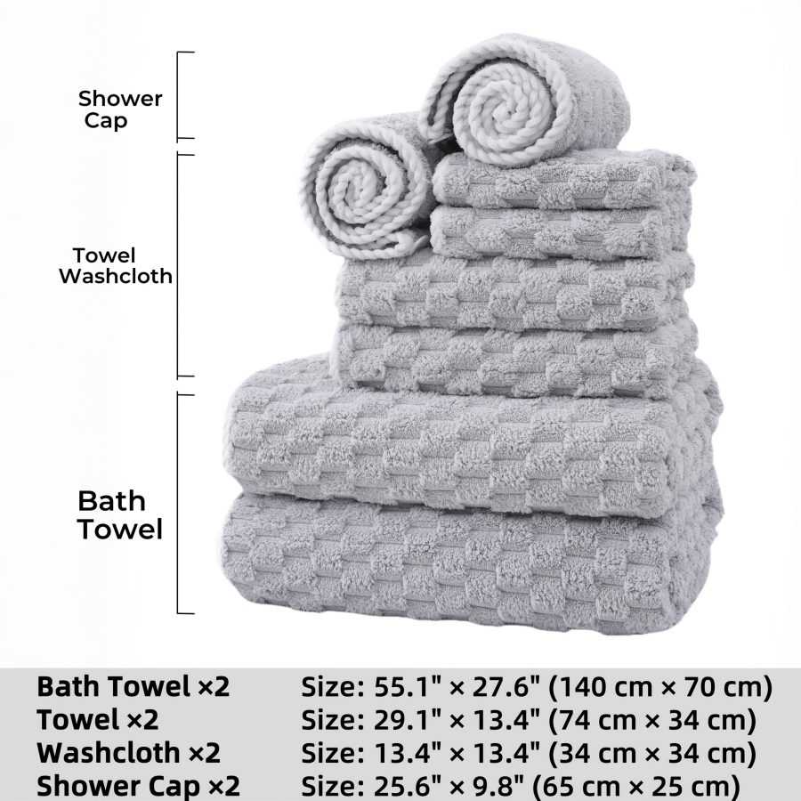 Pack Of 4 Waffled Super Soft Bath Towels - Super Absorbent Quick-Drying Microfiber Towels for Adults - 80% Polyester, 20% Polyamide - Suitable for Spa, Fitness, Travel & Everyday Use - Perfect Gift for Home & Gym - Image 17