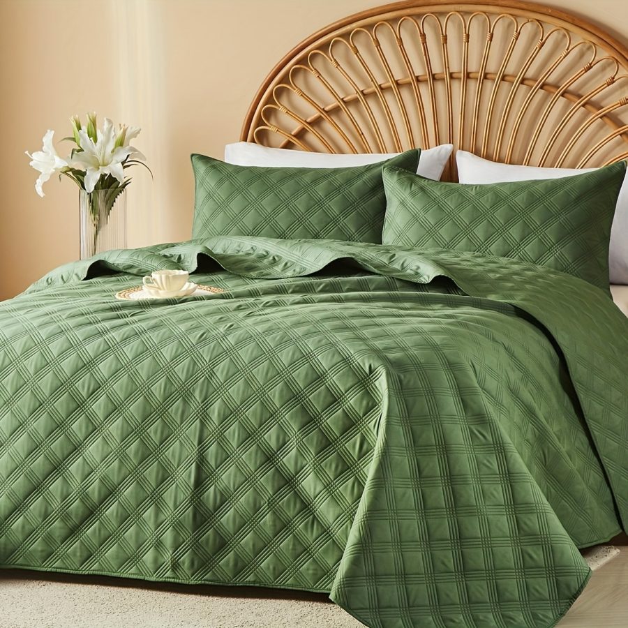 3pcs Quilt Set Bedspreads - Soft Cool & Refreshing Summer Quilt Lightweight Microfiber Bedspread - Modern Style Coin Pattern Coverlet For All Seasons - Gifts For The Family (1 Quilt, 1 Or 2 Pillow Shams) - Image 42