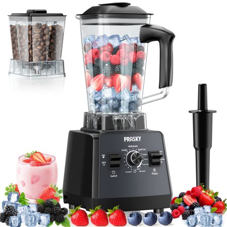 Food Processor Professional Blender, Smoothies Blender, Max.2400W Sorbet Blender And Grinder Combo 25000RPM Powerful Blenders Kitchen 68oz 2 Containers Countertop Blenders Ice, Grinding, Milk Shake, Ice Slushie, Juice, Shake