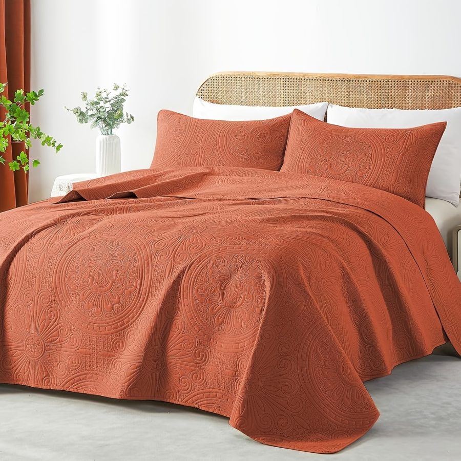3pcs Quilt Set Bedspreads - Soft Cool & Refreshing Summer Quilt Lightweight Microfiber Bedspread - Modern Style Coin Pattern Coverlet For All Seasons - Gifts For The Family (1 Quilt, 1 Or 2 Pillow Shams) - Image 7