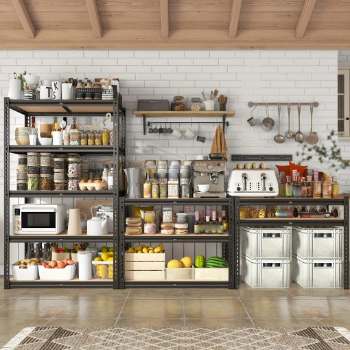 2000LBS Garage Shelving Storage Shelves Heavy Duty Shelving 5 Tier Metal Shelving Units For Garage Shelves 72"H X35.5"W X 15.8"D, Adjustable Metal Shelving Unit For Garage Shelves Utility Rack Shelf For Basement Pantry Closet Shelves, Black, Utility Shelves - Image 6
