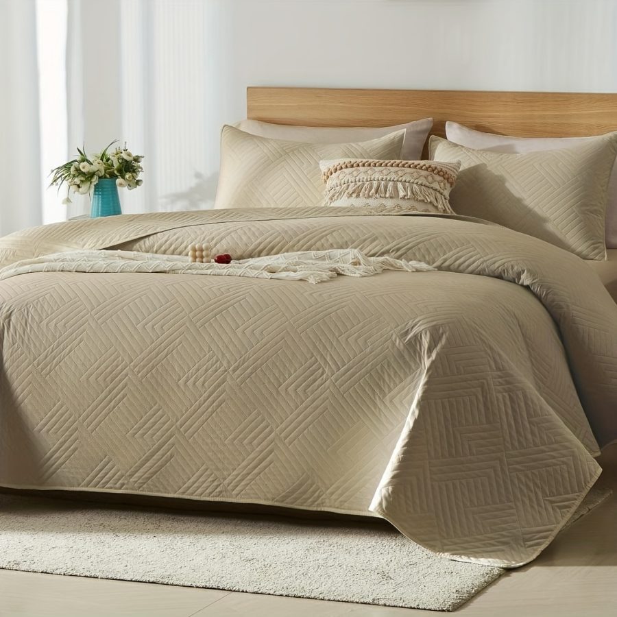 3pcs Quilt Set Bedspreads - Soft Cool & Refreshing Summer Quilt Lightweight Microfiber Bedspread - Modern Style Coin Pattern Coverlet For All Seasons - Gifts For The Family (1 Quilt, 1 Or 2 Pillow Shams) - Image 37