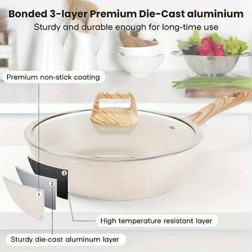 12/5 POTS And Pans Set, Non-stick Cookware Set, Induction Cookware Non-stick Granite Cooking Set, Including Frying Pan, Pan, Steamer, Silicone Spatula And Tongs, Father'S Day Gifts - Image 6