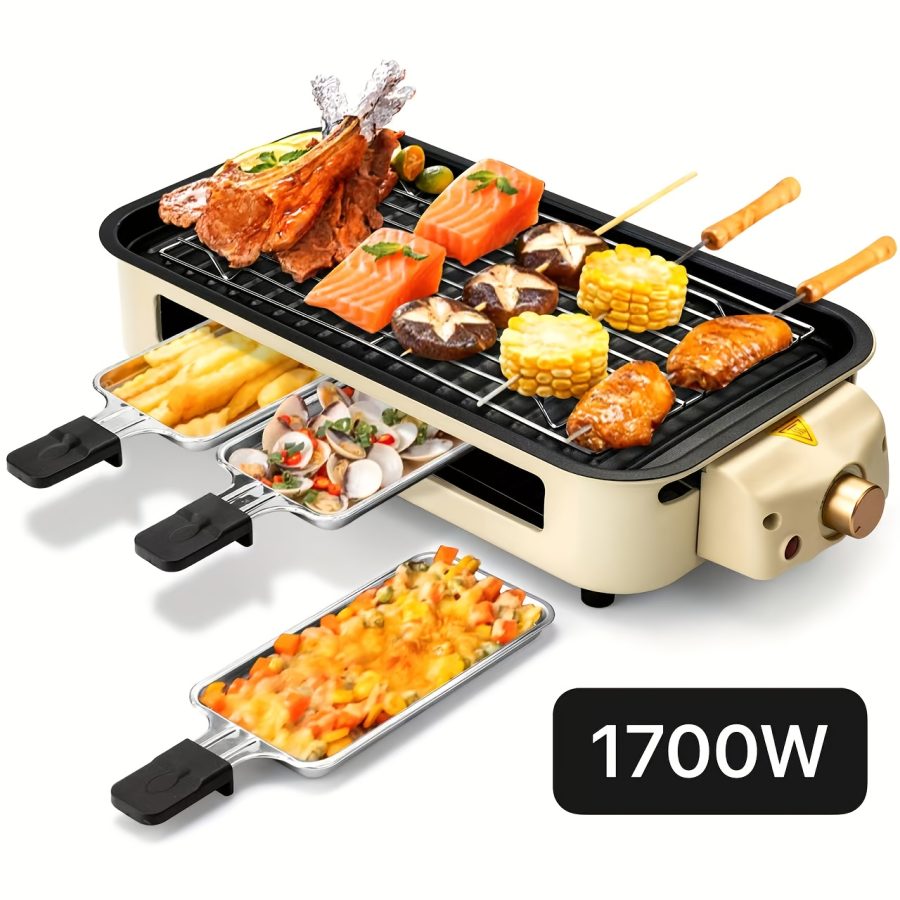 [Smokeless Electric Grill] Smokeless Electric Grill | Indoor Grill with Removable Non-Stick Plate, 1500W, Portable BBQ Grill, Electric Griddle, Dishwasher Safe, Hot Pot - Perfect Gift for Christmas, Kitchen Must Haves, Best Quality Items, Gifts, Gift Ideas, Cooking - Image 5