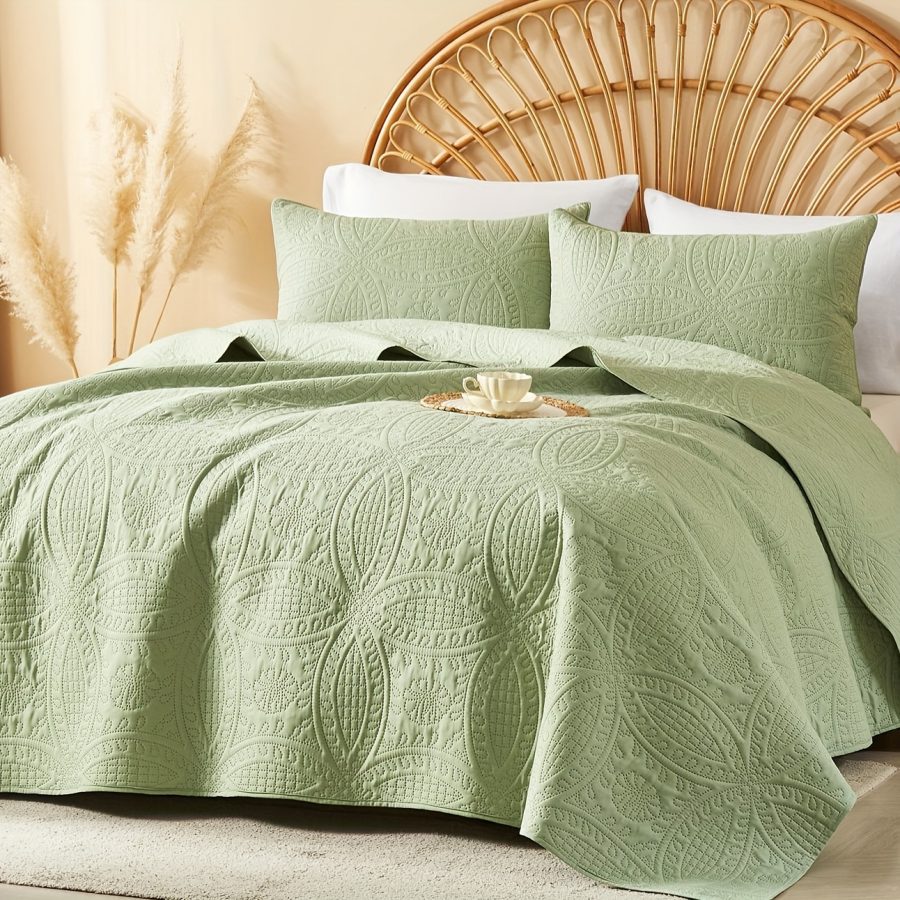 3pcs Quilt Set Bedspreads - Soft Cool & Refreshing Summer Quilt Lightweight Microfiber Bedspread - Modern Style Coin Pattern Coverlet For All Seasons - Gifts For The Family (1 Quilt, 1 Or 2 Pillow Shams) - Image 21