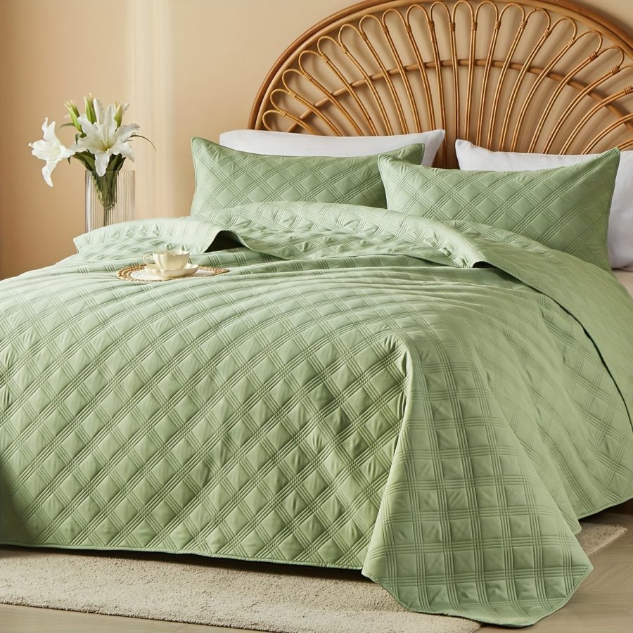3pcs Quilt Set Bedspreads - Soft Cool & Refreshing Summer Quilt Lightweight Microfiber Bedspread - Modern Style Coin Pattern Coverlet For All Seasons - Gifts For The Family (1 Quilt, 1 Or 2 Pillow Shams) - Image 31