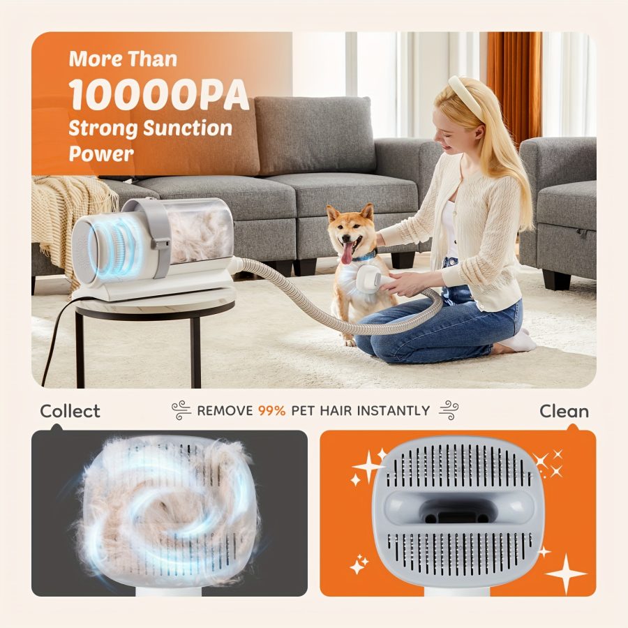 Pet Grooming Vacuum Kit 5 in 1, Vacuum Suction Strong Power 99% Pet Hair, Professional Clippers with 6 Guide Combs, Mulifunctional Grooming Tools for Dogs Cats and Other Animals - Image 4