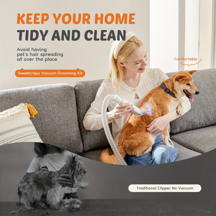 Pet Grooming Vacuum Kit 5 in 1, Vacuum Suction Strong Power 99% Pet Hair, Professional Clippers with 6 Guide Combs, Mulifunctional Grooming Tools for Dogs Cats and Other Animals - Image 2