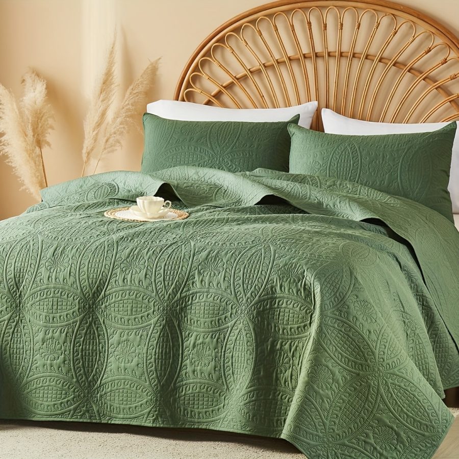 3pcs Quilt Set Bedspreads - Soft Cool & Refreshing Summer Quilt Lightweight Microfiber Bedspread - Modern Style Coin Pattern Coverlet For All Seasons - Gifts For The Family (1 Quilt, 1 Or 2 Pillow Shams) - Image 22