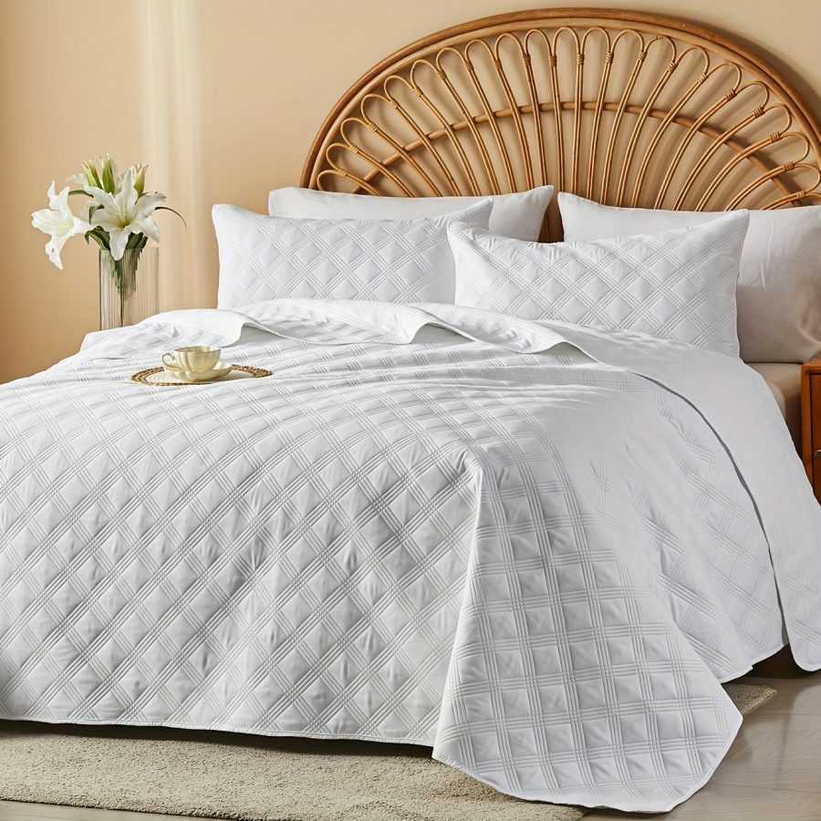 3pcs Quilt Set Bedspreads - Soft Cool & Refreshing Summer Quilt Lightweight Microfiber Bedspread - Modern Style Coin Pattern Coverlet For All Seasons - Gifts For The Family (1 Quilt, 1 Or 2 Pillow Shams) - Image 32