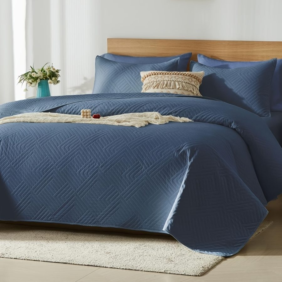 3pcs Quilt Set Bedspreads - Soft Cool & Refreshing Summer Quilt Lightweight Microfiber Bedspread - Modern Style Coin Pattern Coverlet For All Seasons - Gifts For The Family (1 Quilt, 1 Or 2 Pillow Shams) - Image 45