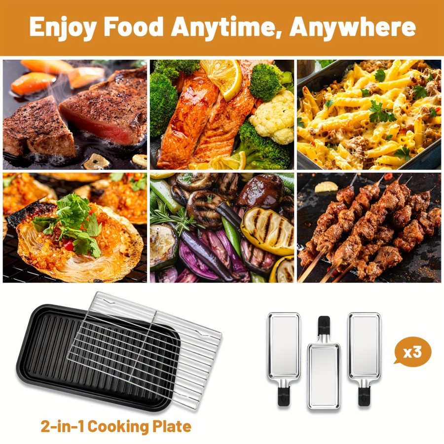 [Smokeless Electric Grill] Smokeless Electric Grill | Indoor Grill with Removable Non-Stick Plate, 1500W, Portable BBQ Grill, Electric Griddle, Dishwasher Safe, Hot Pot - Perfect Gift for Christmas, Kitchen Must Haves, Best Quality Items, Gifts, Gift Ideas, Cooking - Image 12