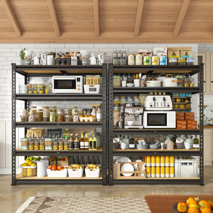 2000LBS Garage Shelving Storage Shelves Heavy Duty Shelving 5 Tier Metal Shelving Units For Garage Shelves 72"H X35.5"W X 15.8"D, Adjustable Metal Shelving Unit For Garage Shelves Utility Rack Shelf For Basement Pantry Closet Shelves, Black, Utility Shelves - Image 5