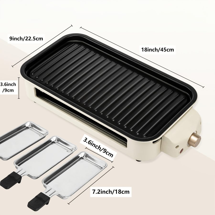 [Smokeless Electric Grill] Smokeless Electric Grill | Indoor Grill with Removable Non-Stick Plate, 1500W, Portable BBQ Grill, Electric Griddle, Dishwasher Safe, Hot Pot - Perfect Gift for Christmas, Kitchen Must Haves, Best Quality Items, Gifts, Gift Ideas, Cooking - Image 4