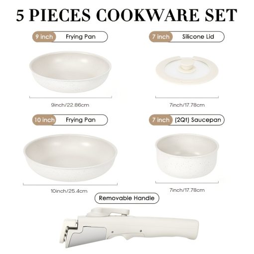 12/5 POTS And Pans Set, Non-stick Cookware Set, Induction Cookware Non-stick Granite Cooking Set, Including Frying Pan, Pan, Steamer, Silicone Spatula And Tongs, Father'S Day Gifts - Image 4