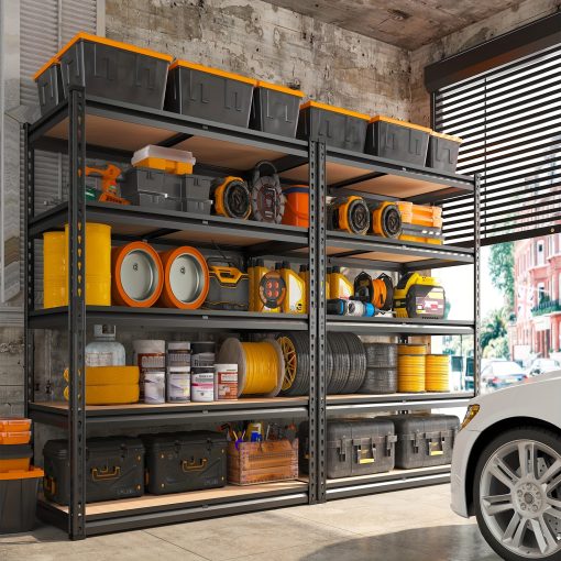 2000LBS Garage Shelving Storage Shelves Heavy Duty Shelving 5 Tier Metal Shelving Units For Garage Shelves 72"H X35.5"W X 15.8"D, Adjustable Metal Shelving Unit For Garage Shelves Utility Rack Shelf For Basement Pantry Closet Shelves, Black, Utility Shelves - Image 7