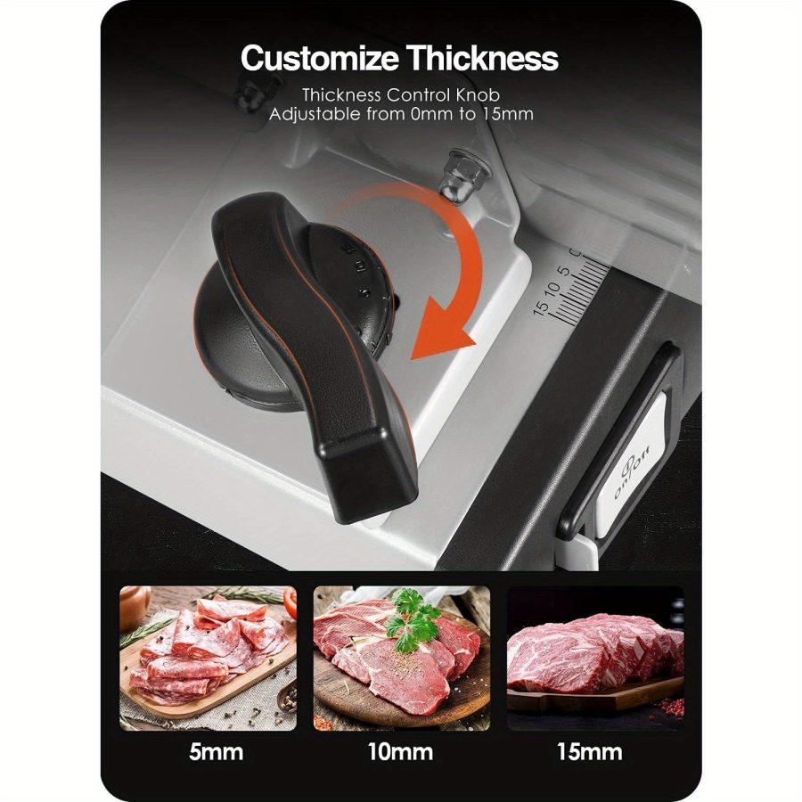 OSTBA Electric Meat Slicer with Child Lock Protection, Removable 7.5" Stainless Steel Blade & Food Carriage, Adjustable Thickness for Meat, Cheese, Bread (150W/200W) - Image 3