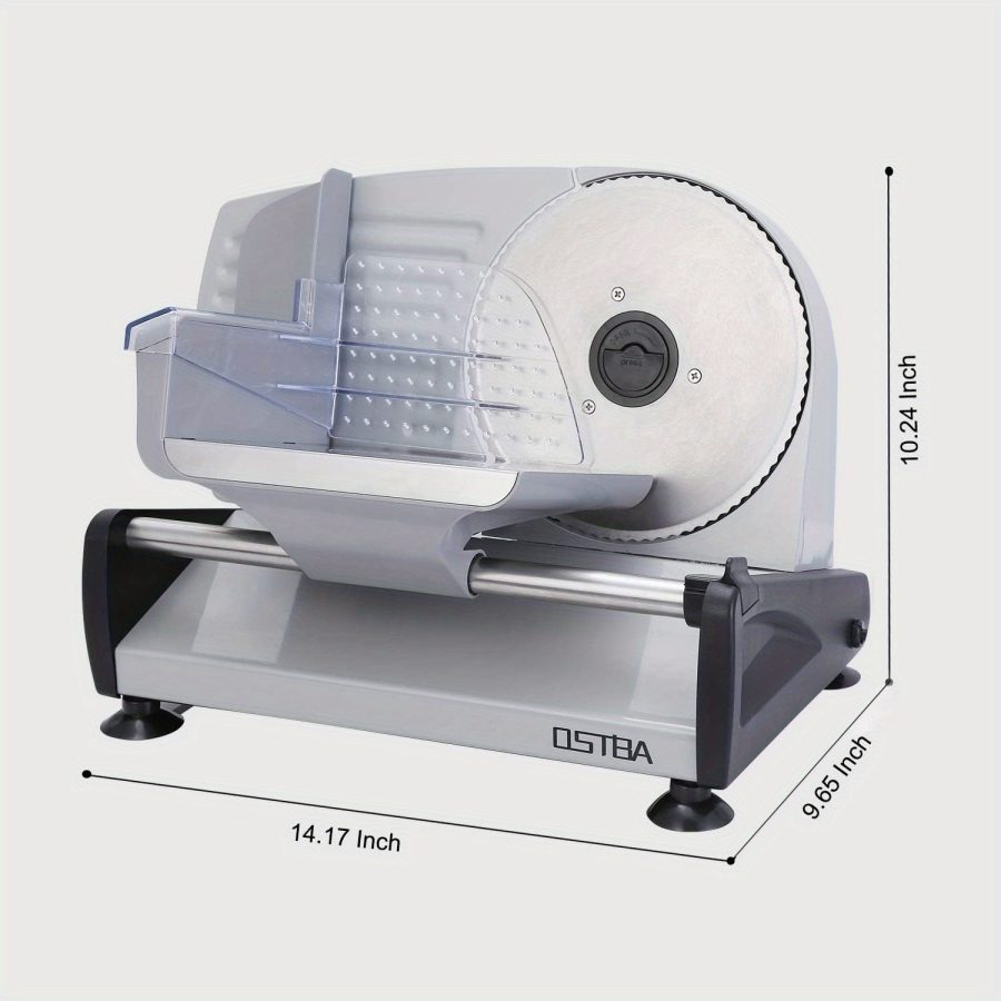 OSTBA Electric Meat Slicer with Child Lock Protection, Removable 7.5" Stainless Steel Blade & Food Carriage, Adjustable Thickness for Meat, Cheese, Bread (150W/200W) - Image 8