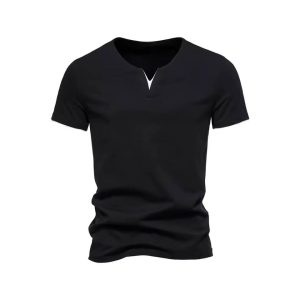 Mens T Shirt Pure Color V Collar Short Sleeved Tops Tees Men T-Shirt Black Tights Man T-Shirts Fitness For Male Clothes
