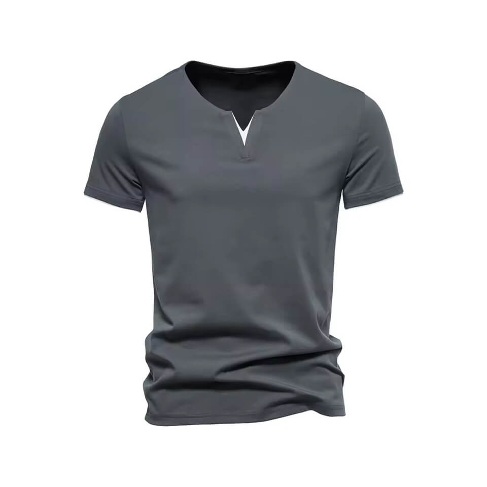 Mens T Shirt Pure Color V Collar Short Sleeved Tops Tees Men T-Shirt Black Tights Man T-Shirts Fitness For Male Clothes - Image 2