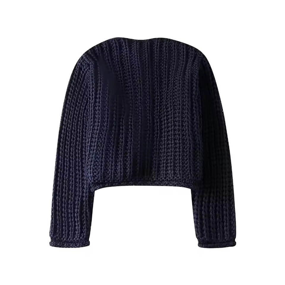 Blue Cropped Cardigan Women Clothing Knitted Short Sweaters for Women Long Sleeve Button Cardigans Women Autumn Jersey Knitwears - Image 2