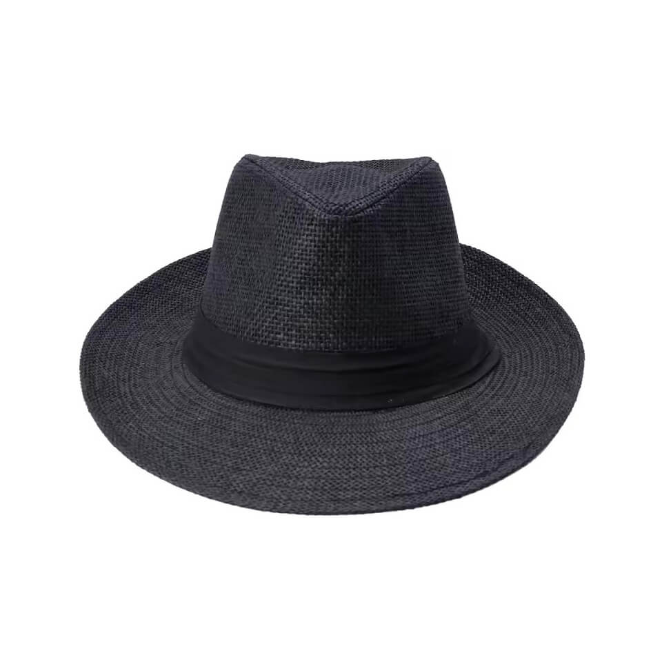 Hot Fashion Summer Casual Unisex Beach Trilby Large Brim Jazz Sun Hat Panama Hat Paper Straw Women Men Cap With Black Ribbon - Image 3
